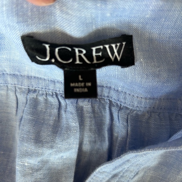 J.Crew Bungalow maxi popover dress in linen size L French Blue - Picture 2 of 4